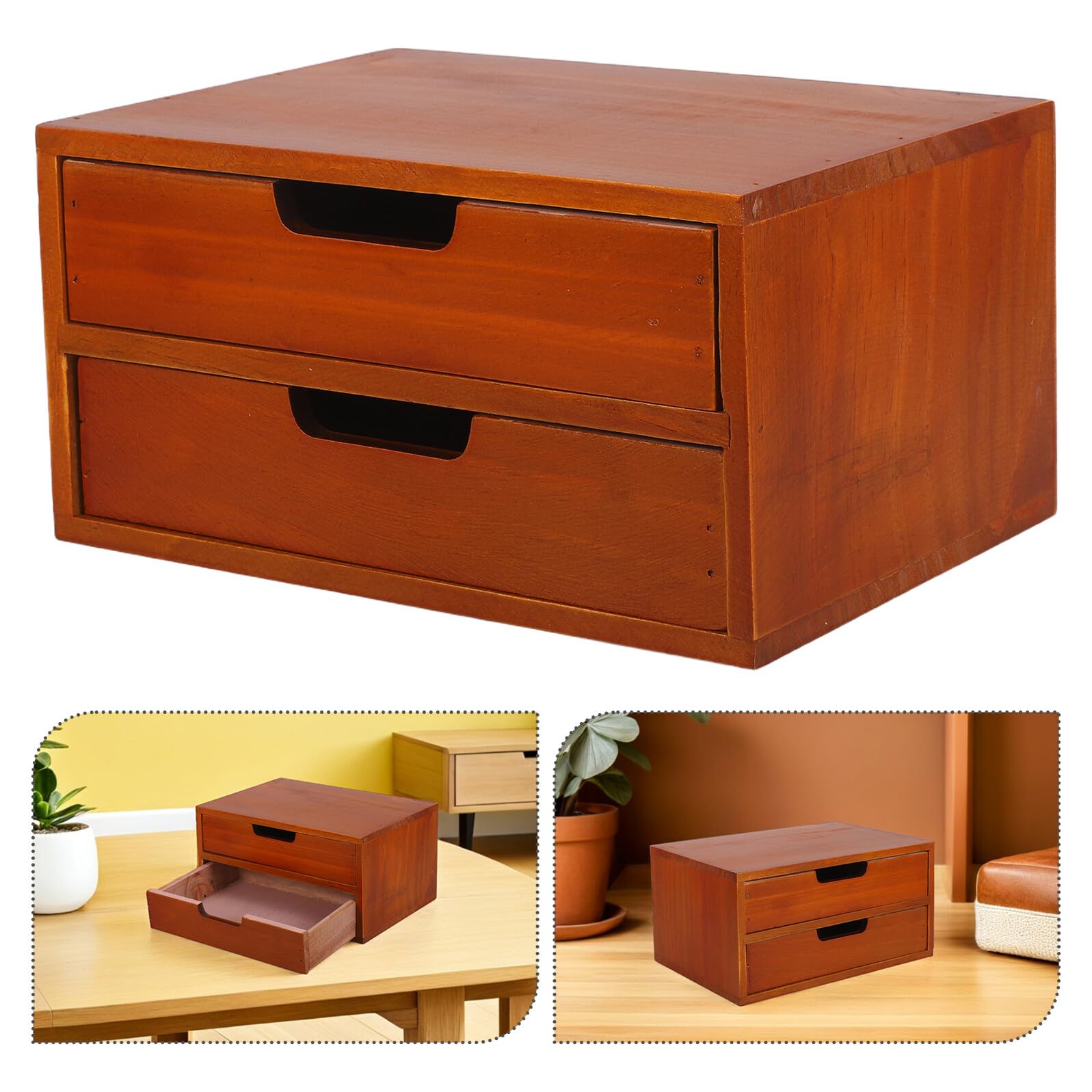 Mobiletto Portaoggetti in Legno con Cassetti da Scrivania Unità di Archiviazione Compatta a Due Livelli Organizzatore Multifunzionale per Ufficio e Piccoli Spazi