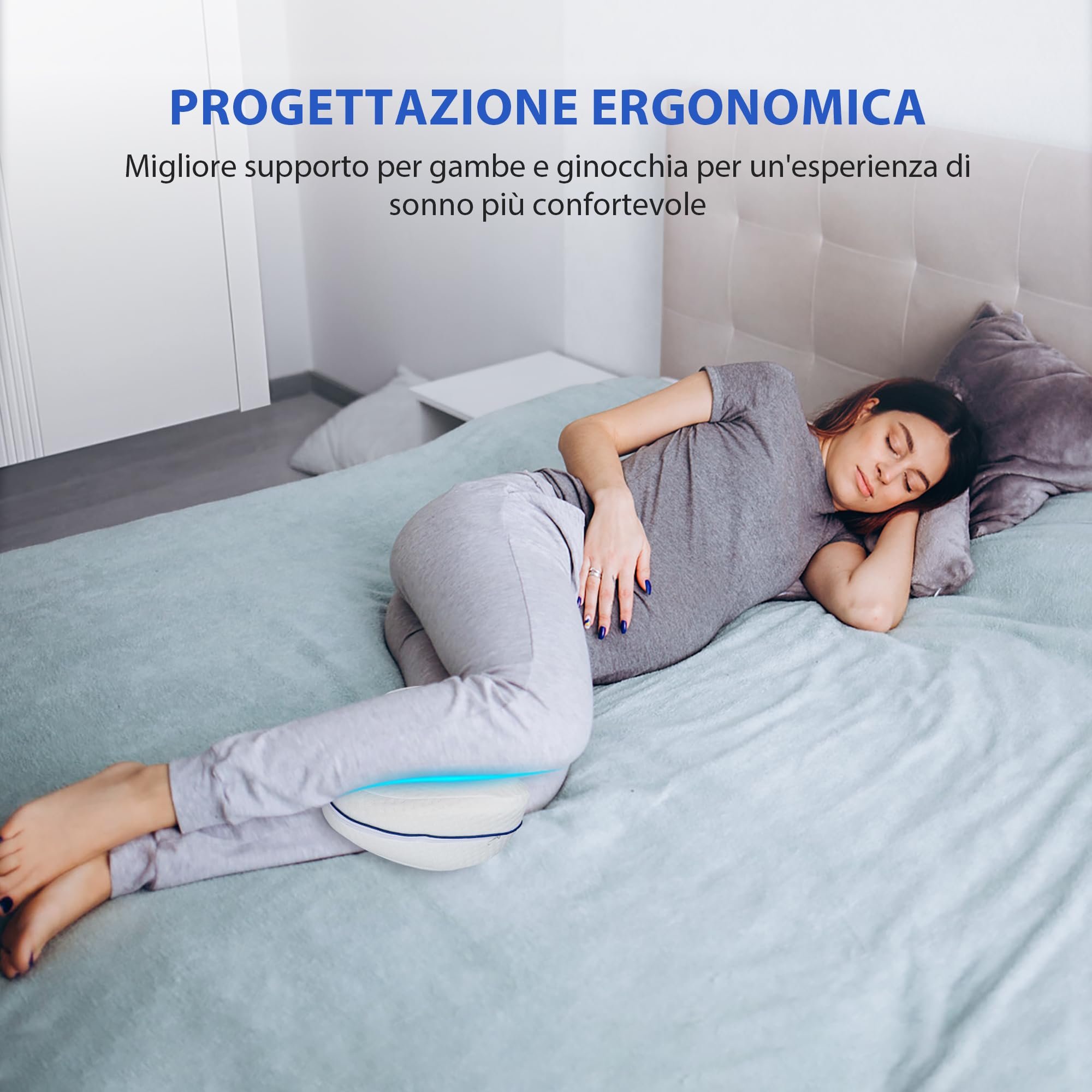 Cuscino Ortopedico Per Gambe E Ginocchia - Memory Foam, Sfoderabile, Postura Corretta - Foto 5