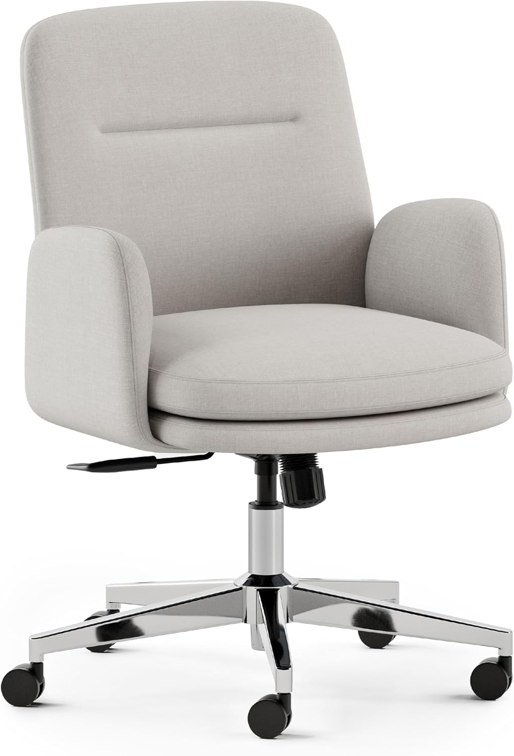 Branch Softside Mid Century Modern Office Chair, Fabric - Removable Arms & Mid Back Design with Luxury Cloud-Like Comfort - Adjustable Height - Integrated Lumbar Support - Bone - Thumbnail 2