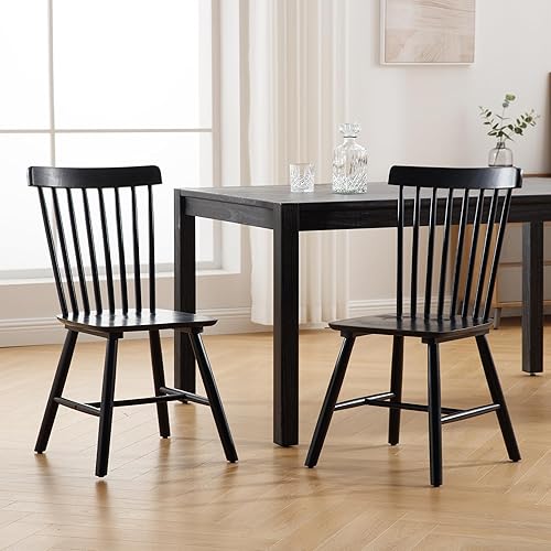 LZAREAL Juego de 2 sillas de comedor de madera estilo granja, sillas de cocina modernas de mediados de siglo, sillas de comedor francesas Windsor LZAREAL Juego de 2 sillas de comedor de madera estilo granja, sillas de cocina modernas de mediados de siglo, sillas de comedor francesas Windsor