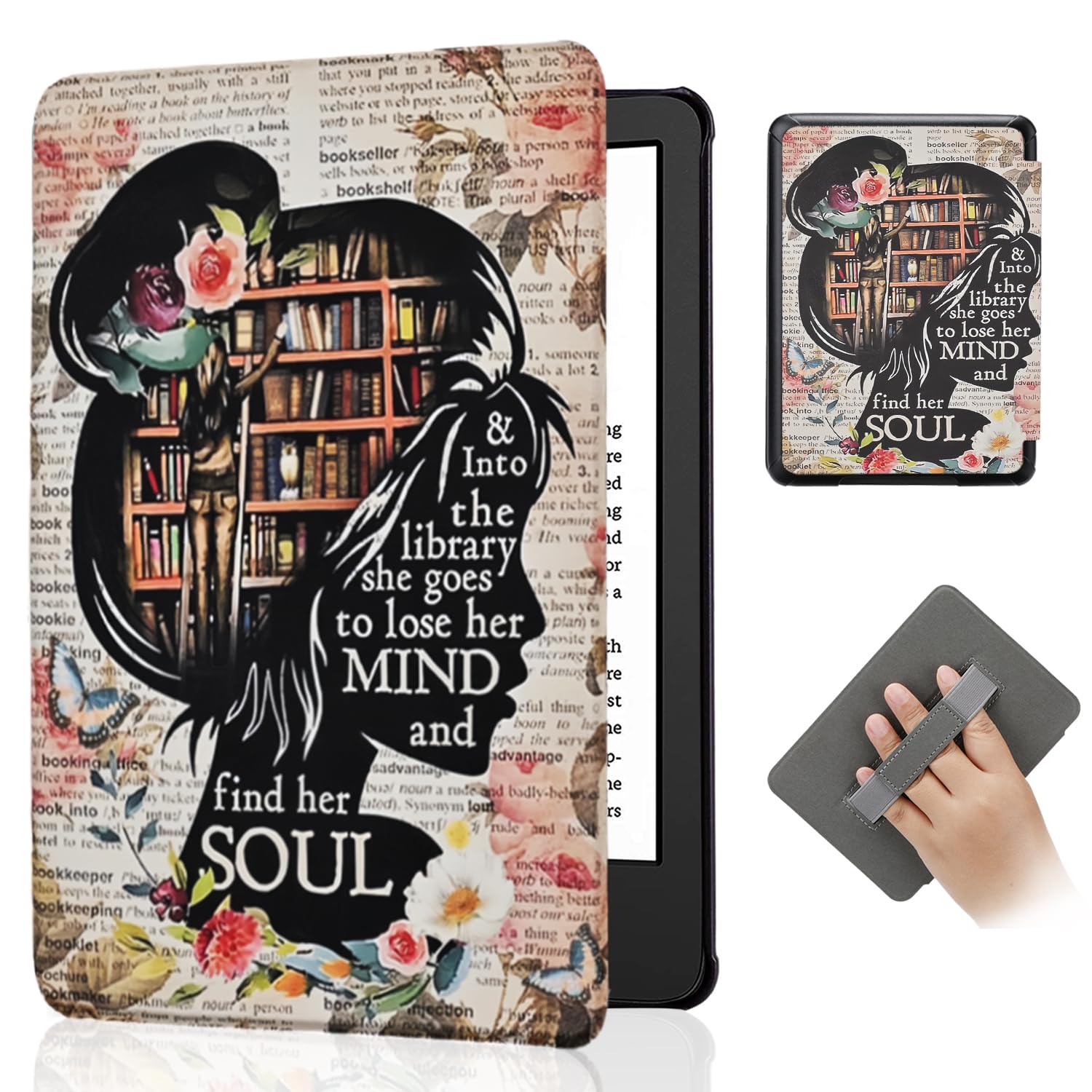 SCSVPN PQ94WIF Schutzhülle für Kindle Paperwhite 10. Generation 2018, mit Handschlaufe, automatischer Schlaf-/Wachmodell, schlank, leicht, PU-Leder, Smart-Schutzhülle, nur passend für 15,2 cm Kindle
