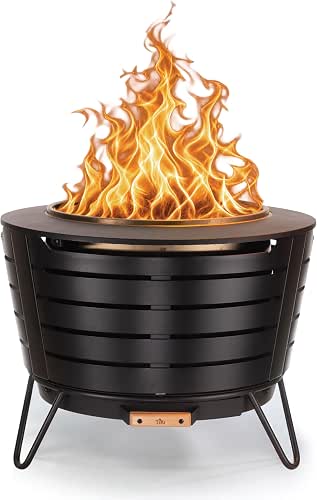 TIKI Patio Smokeless Fire Pit, 25 in Wood Burning Fire