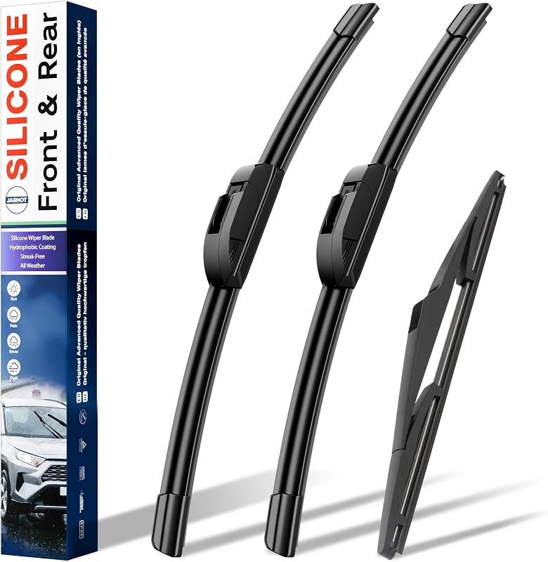 Palhetas do limpador de para-brisa em silicone JARHOT para Kia Sorento 2016–2020 e Hyundai Santa Fe 2019–2023 – Kit com 3