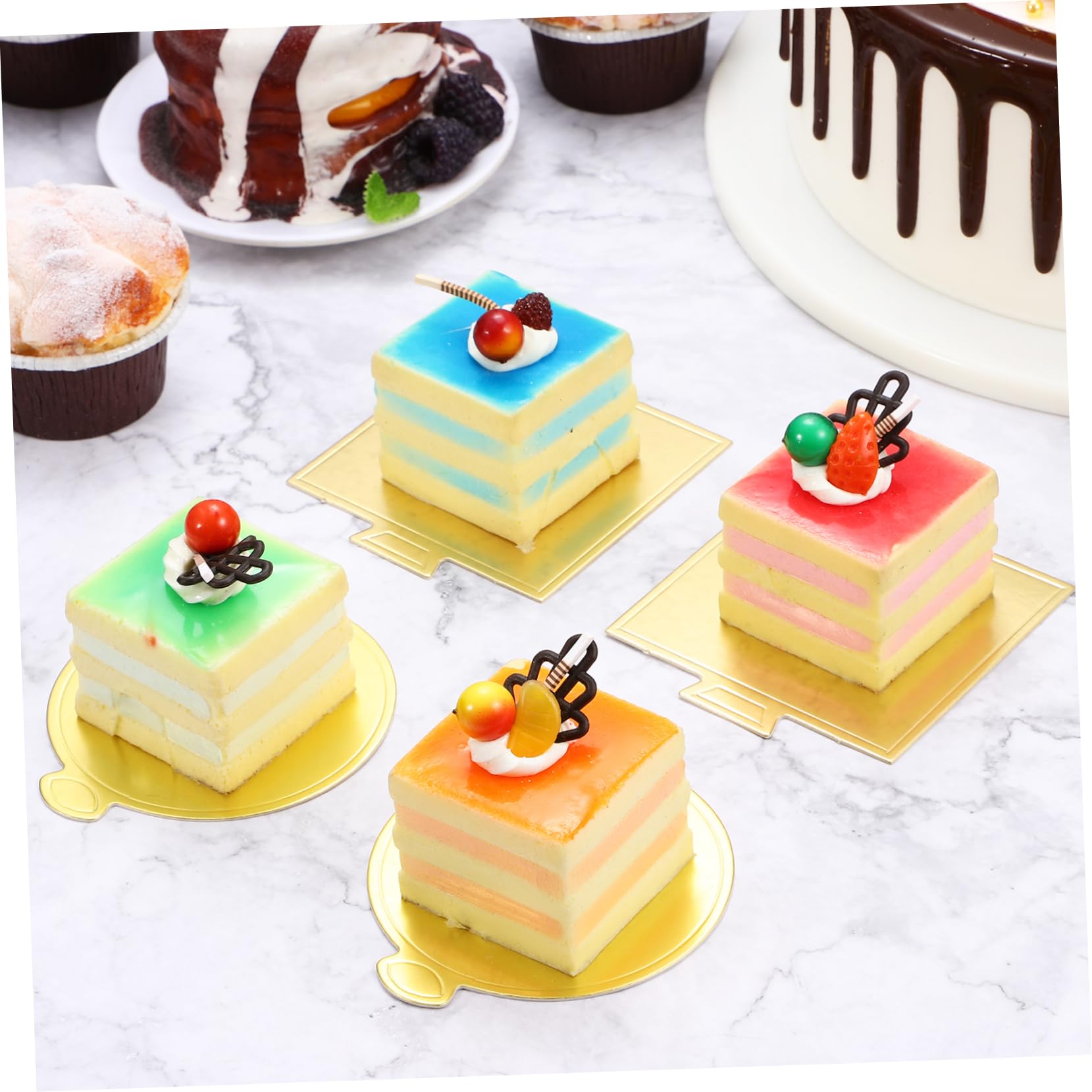 Cabilock 200 Piezas Base Tablero de Papel de Pastel Mini Puesto de Pasteles decoración Molde para Pasteles Tablero de exhibición de la Magdalena Almohadillas para Pasteles Pastelería Postre