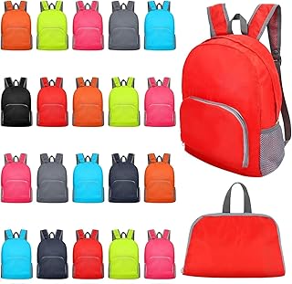 24 Pcs 17 Inch Backpack in Bulk Foldable Classic Back Packs Colorful Book Bags