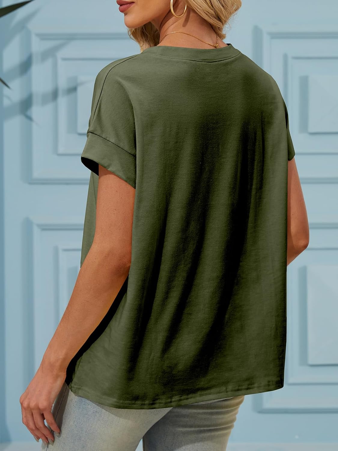 ZDC Women's Cap Sleeve Tank Tops Summer Crew Neck T Shirts Basic Loose Fit Solid Tee
