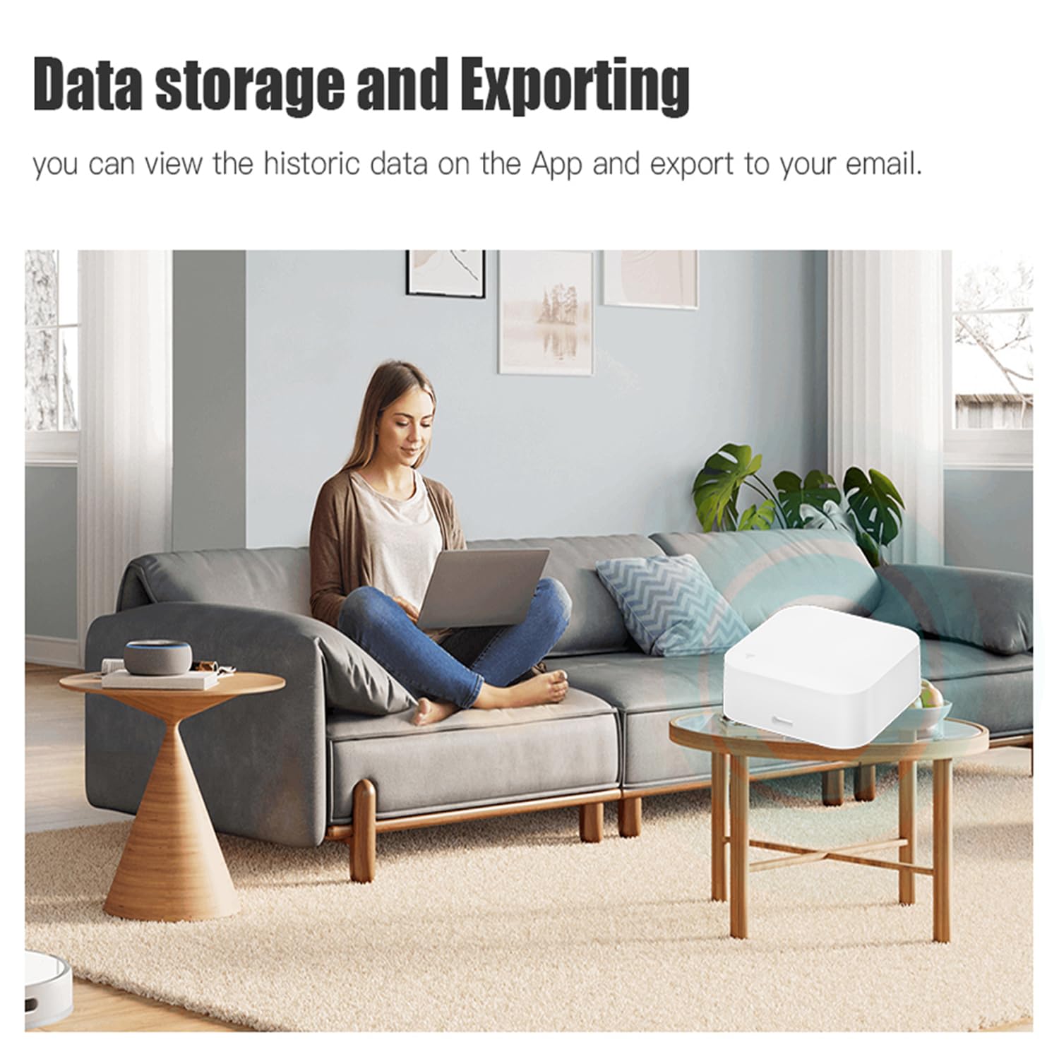 WiFi Hygrometer Thermometer Indoor Outdoor: Smart Temperature and Humidity Sensor with App Notification and Data Storage, 150m Range, Compatible with Alexa, 4 Sensors +1 Base Station