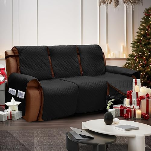 Vista 119 de XINEAGE Funda reclinable resistente al agua, fundas para sofá reclinable de 3 asientos con bolsillos, funda protectora acolchada gruesa para perros
