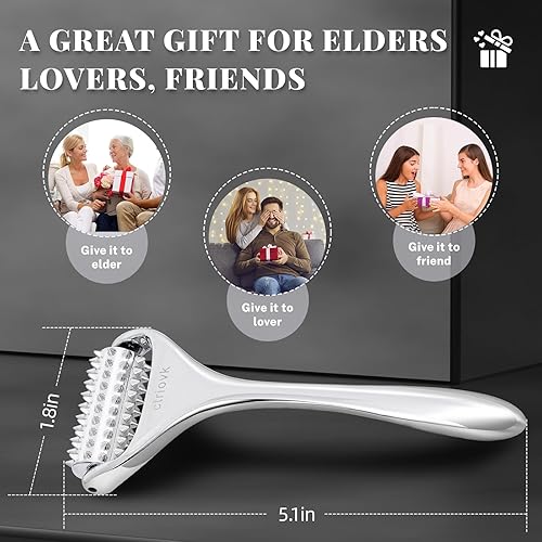 Miniatura 7 de Rodillo de masaje de acupuntura, acero inoxidable, rodillo manual portátil para aliviar el dolor de todo el cuerpo, reducir la hinchazón y masaje de