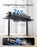 HUANUO Dual Motor Standing Desk Frame, 265 lb, T-Shaped Legs | Heavy-duty dual-motor desk frame lifts 264 lbs (120 kg). Fits 112-228cm L & 61-80cm W desktops with 4 memory presets