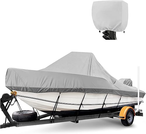 Cubierta de barco para consola central de 16 a 18.5 pies, cubierta de barco impermeable 900 mejorada para consola central y barco de 16 pies, 17