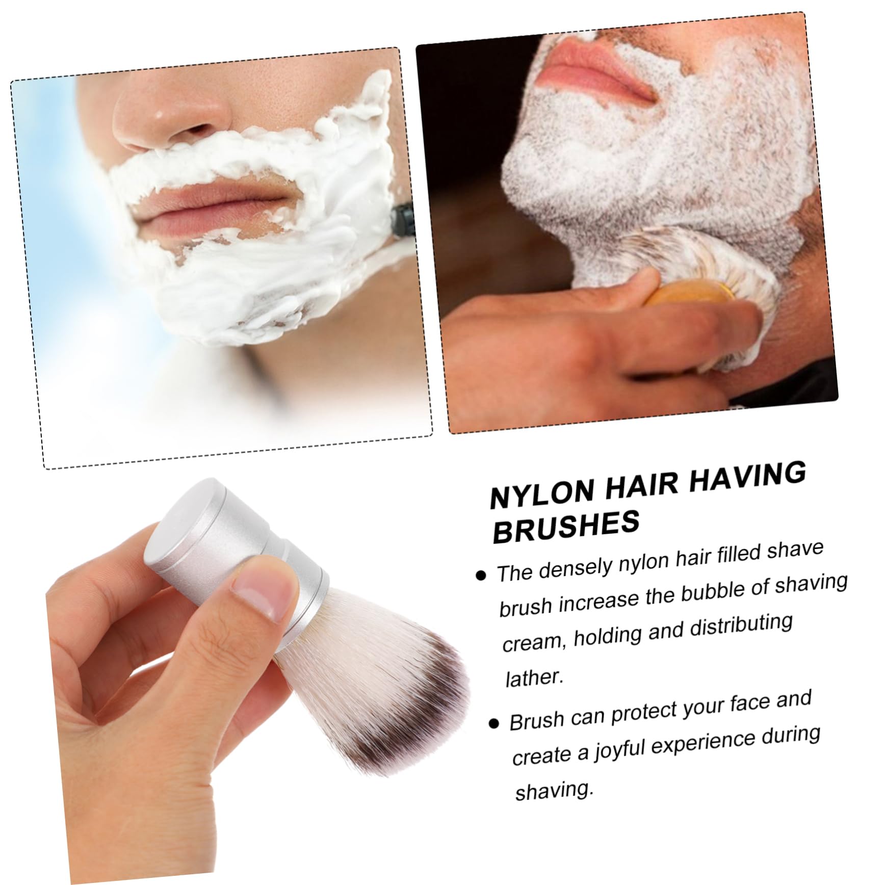 Beatifufu Men's Shaving Brush Nylon Hair Beard Razor Accessory for Gentle Shave Face Cleaning Brush with Zinc Alloy Handle