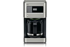 Braun KF7070 BrewSense Drip Glass Coffeemaker, 12 Cup, Stainless Steel