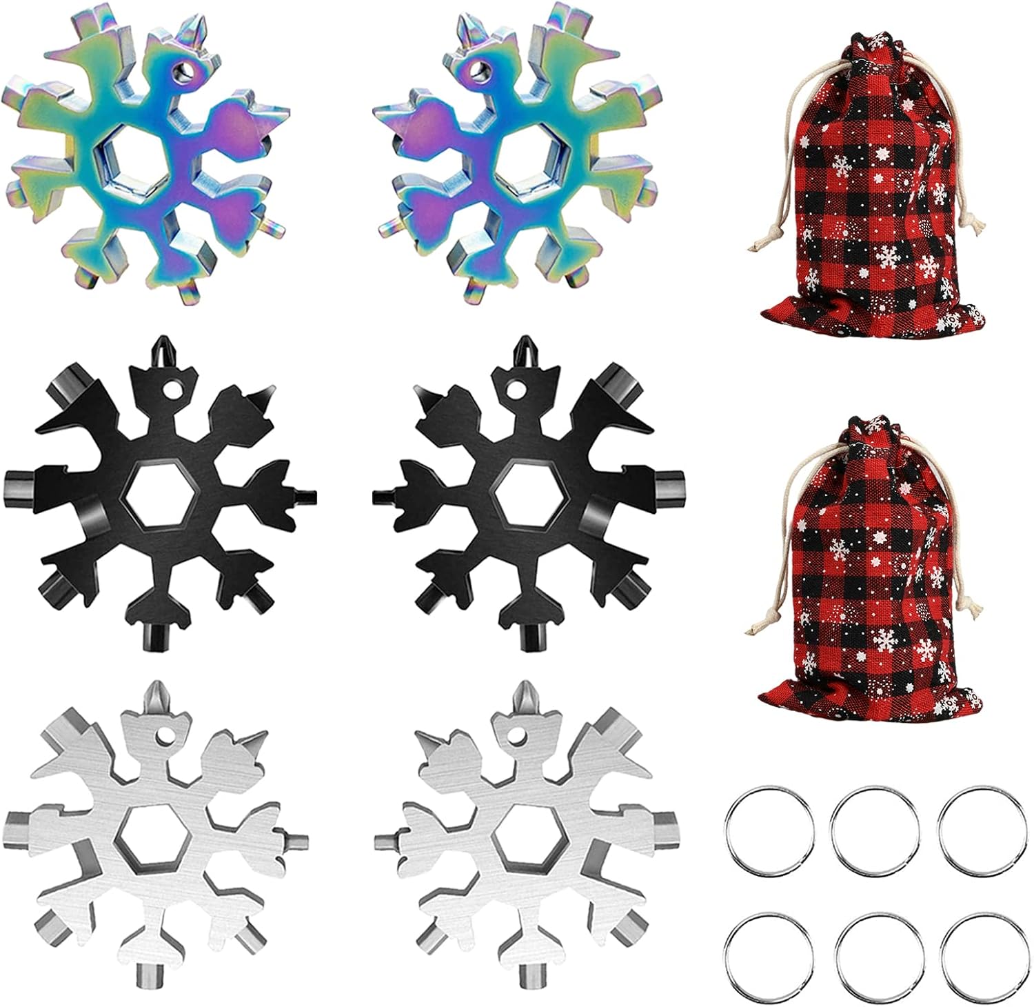 18 in 1 Snowflake Multitool,Stainless Steel Snowflake Tool,Snowflake Handy Tool as Gift for Father,Husband,Boyfriend at Christmas