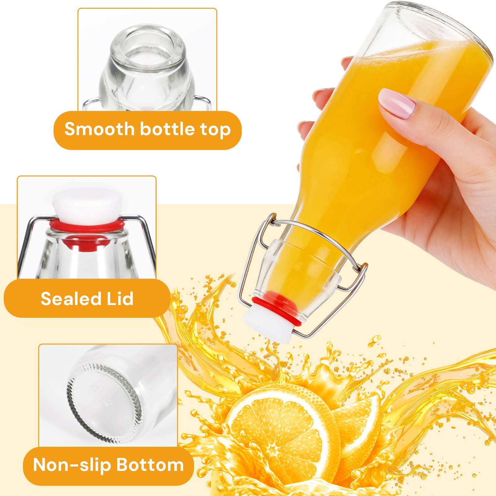 Botellas Cristal 200ml con Tapón Hermético de Clip Reutilizables para Aceites Vinagre Vino