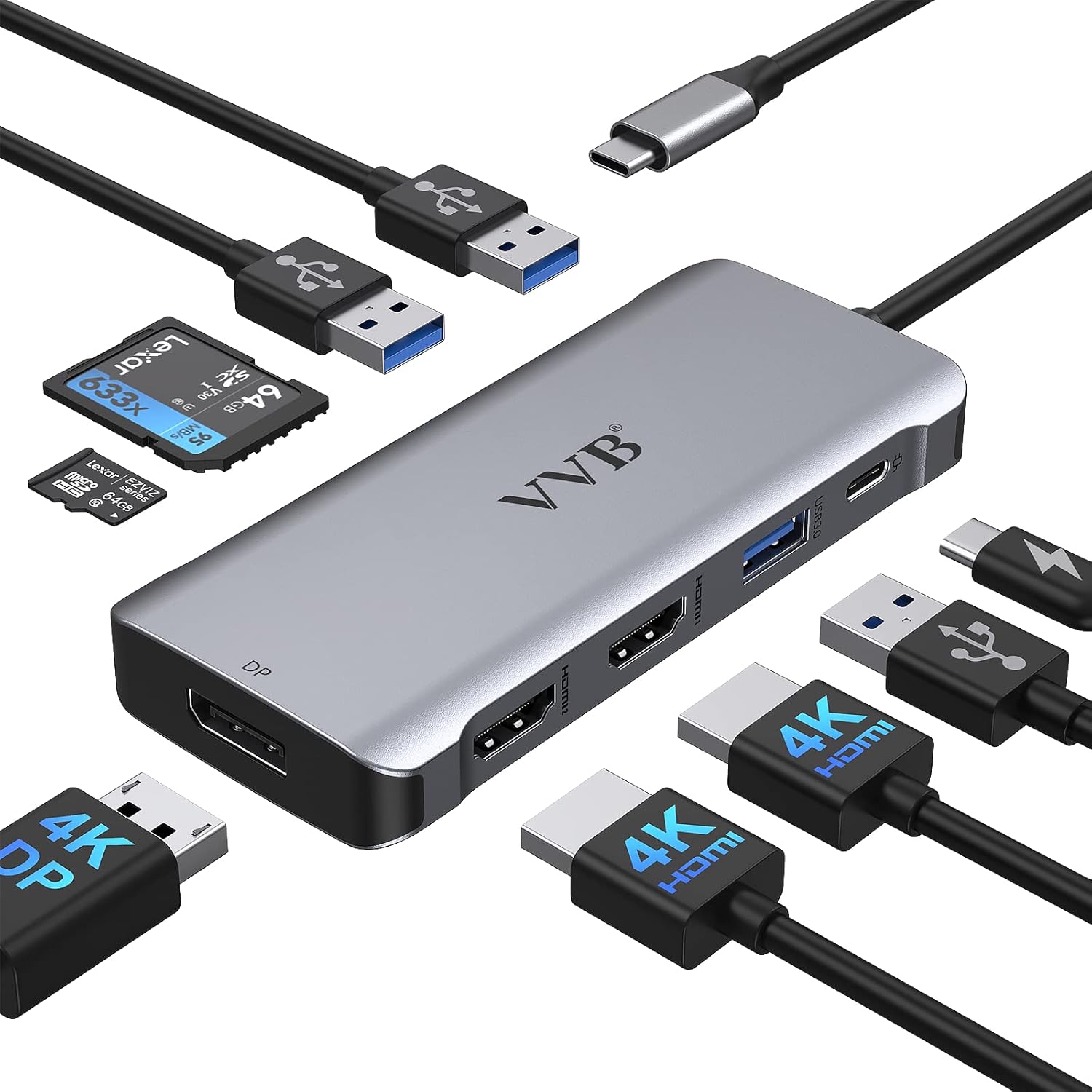USB C Docking Station Dual Monitor,USB C Hub Multiport Adapter, USBC