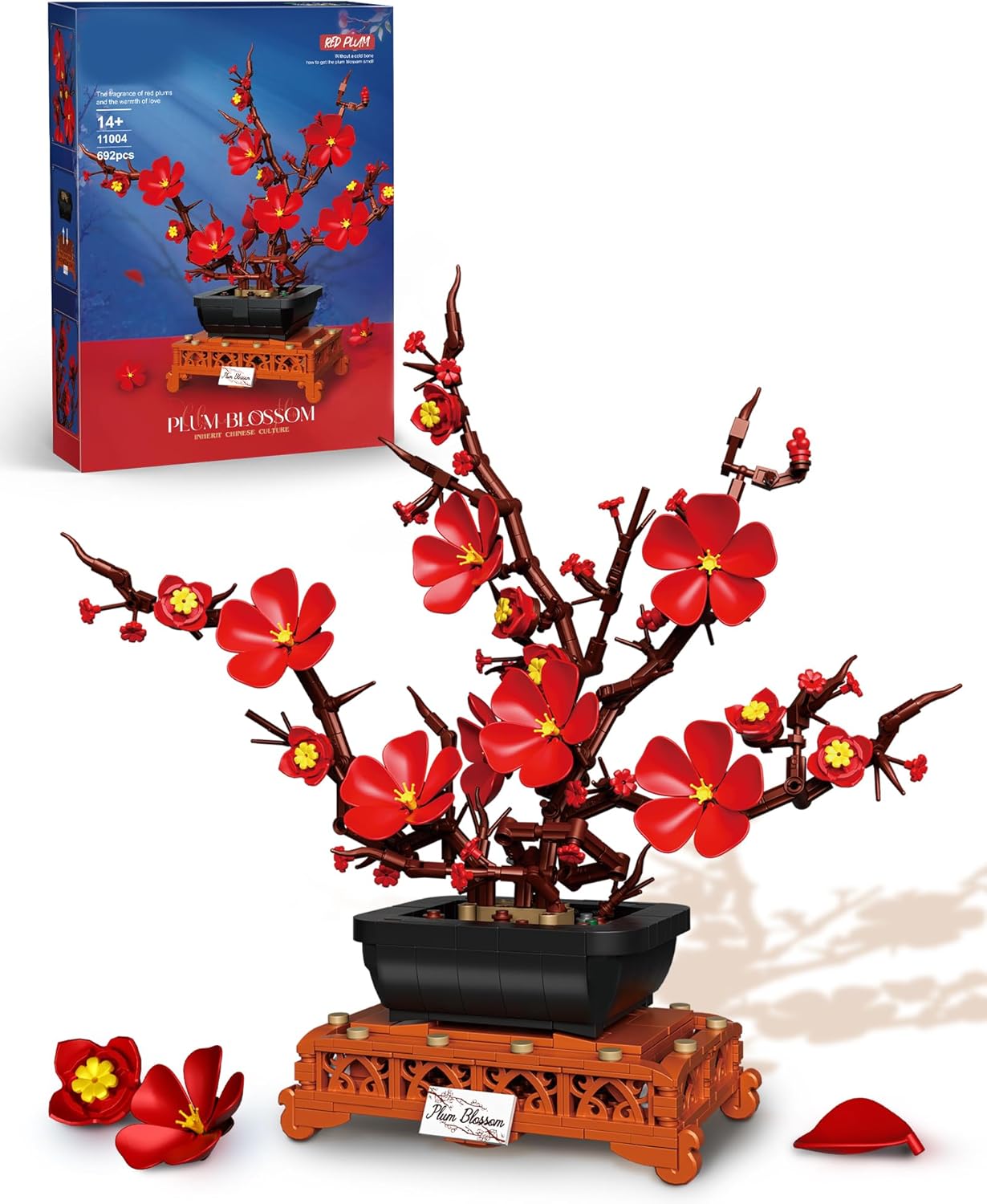 Plum Blossom Building Sets, Flower Pot Set, Compatible with Lego Botanical Collection for Adults, Artificial Bouquet Flower Arrangement, Living Room Home Office Decor, Ideal Gift, 669PCS