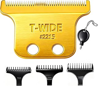 2215 Replacement T Wide Blades Compatible with Wahl 5 Star Detailer Li Trimmer(8081) and (8171) - Adjustable Stainless-steel Zero-Gap Trimmer Blade ((1PC-Gold)