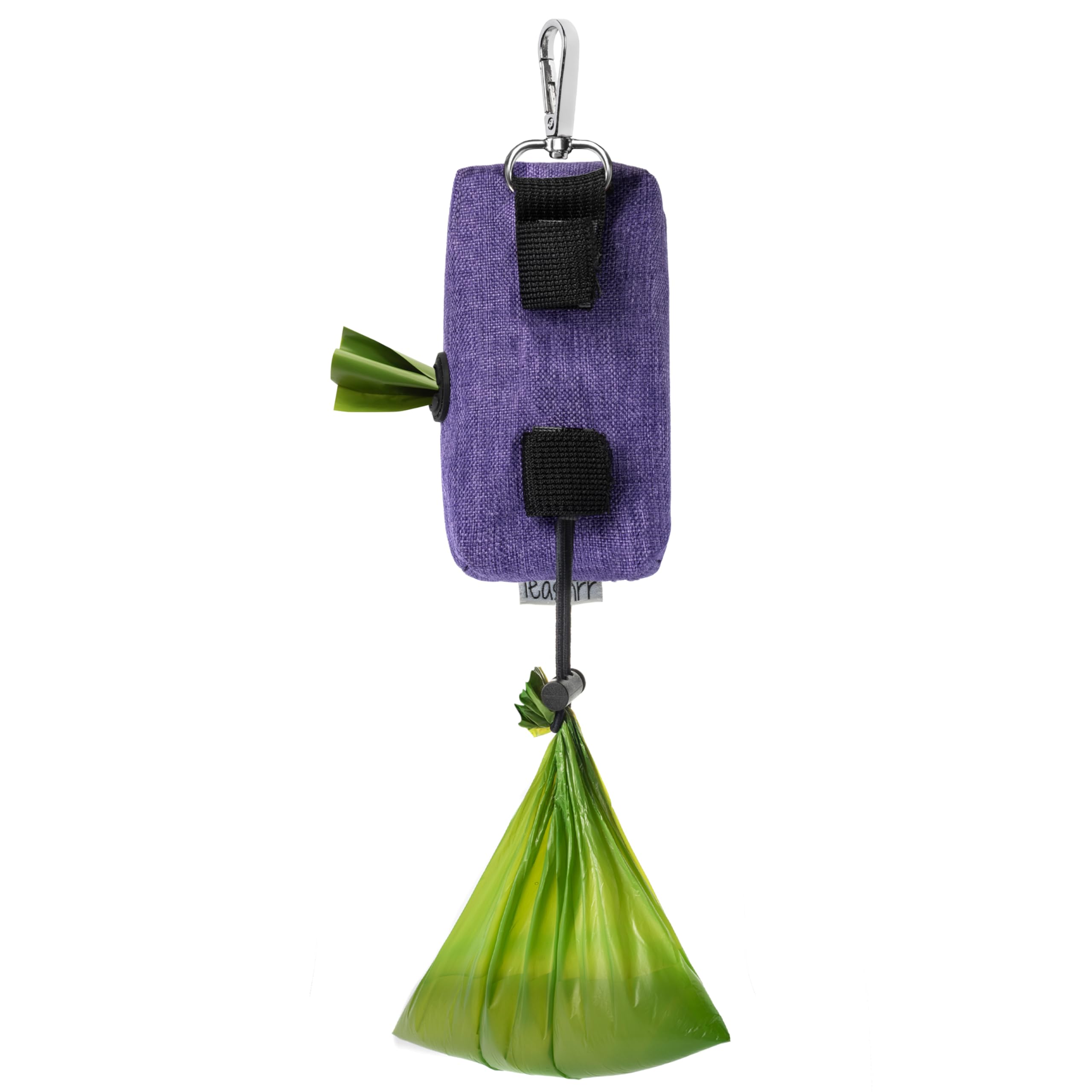 Dispensador de bolsas para excrementos de perro y soporte para todas las correas. 2 bolsas impermeables para bolsas de basura de mascotas y accesorios para pasear perros + 1 rollo gratis. Leashrr 2.0