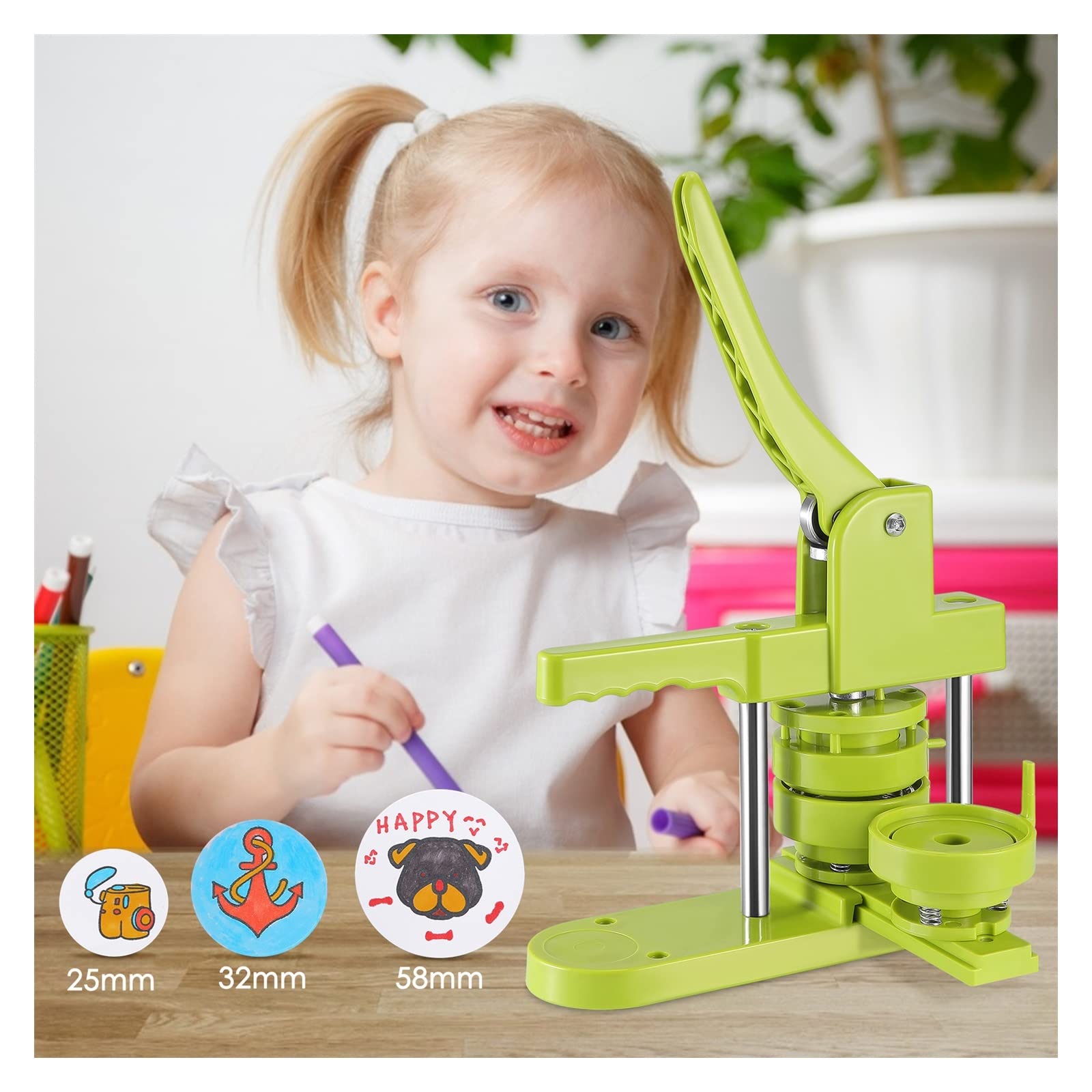 Button Badge Maker Machine 25,32,58mm DIY Pin Making Set Mold Odznaka Wykrawarka Z Wykrawaczem Kół 400 Sztuk Części Odznaki,Wielofunkcyjny