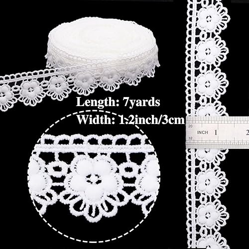 Miniatura 9 de Venecia - Ribete de encaje blanco para coser, borde festoneado para manualidades, vestido, envoltura de regalos, boda, decoración del hogar (7