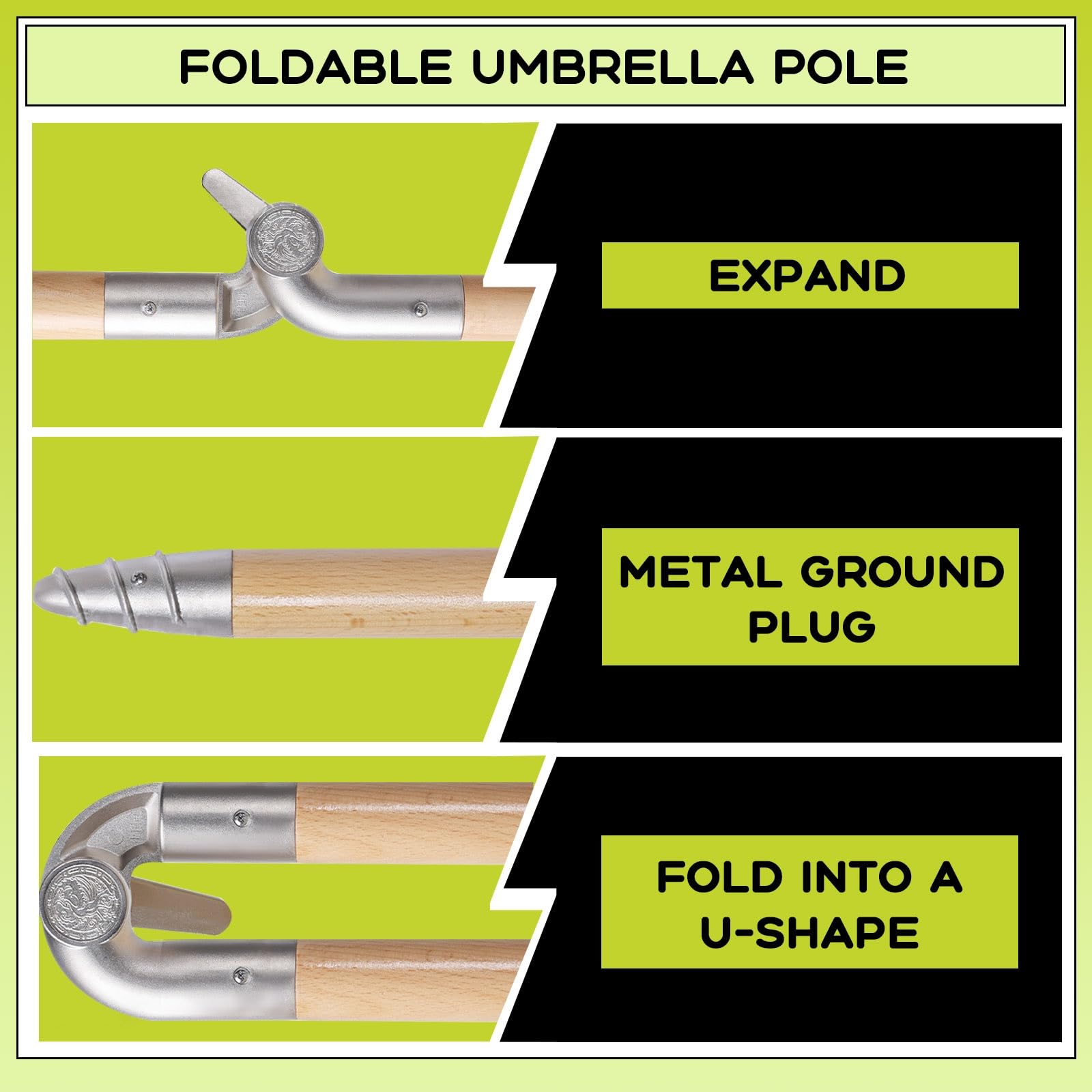 Ombrello da patio da 1,8 m, stile boho, in metallo, con protezione UPF 50+, regolabile, inclinabile, anti-pizzico, facile da trasportare, per giardino, cortile, piscina, spiaggia