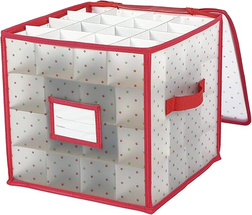 Miniatura 6 de Sattiyrch Caja de almacenamiento para adornos navideños de plástico con cierre con cremallera - Almacena hasta 64 adornos navideños estándar de 3