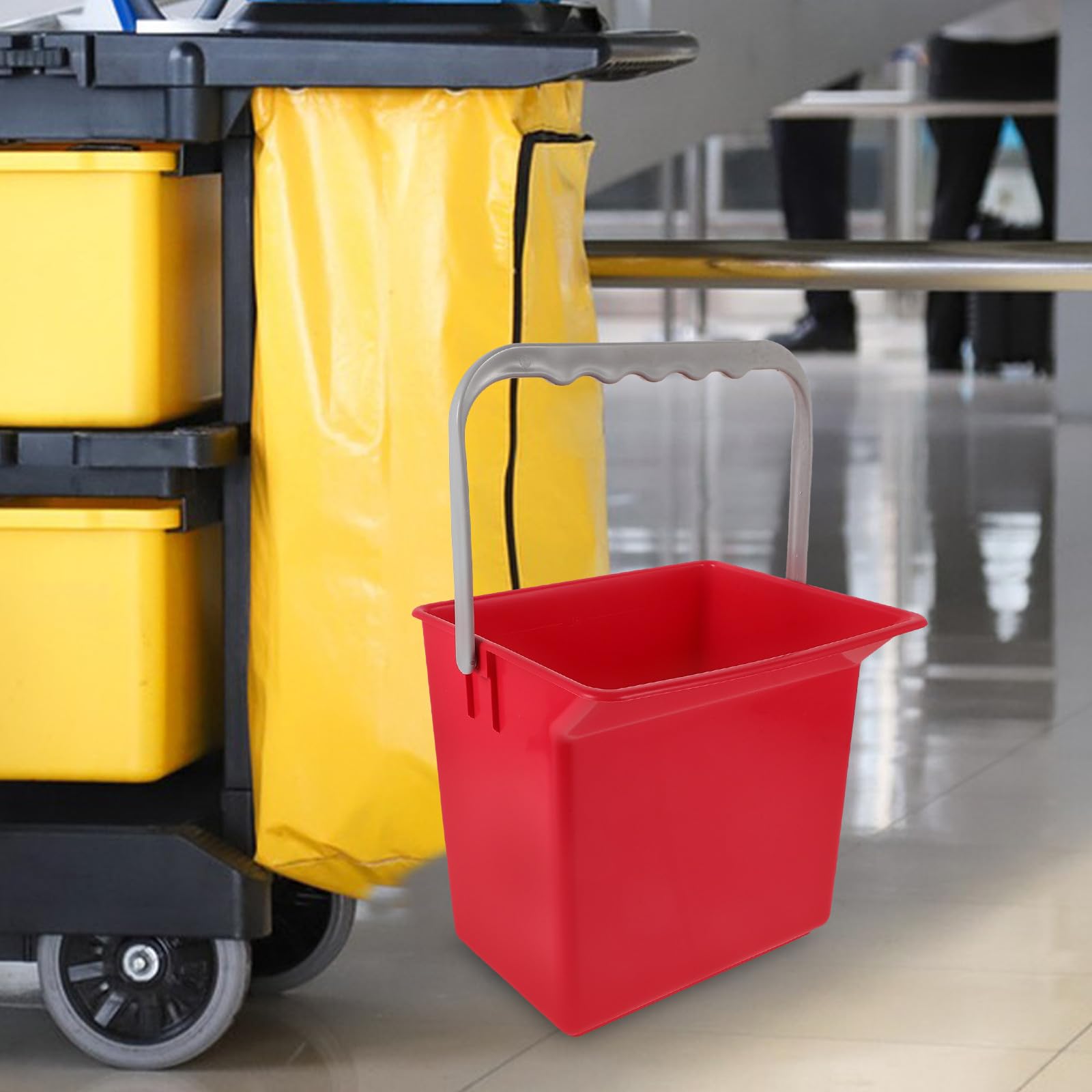 Secchio di Plastica Rosso Rettangolare Multiuso con Manico, Grande Capacità, per Pulizia Domestica e Spazi Pubblici