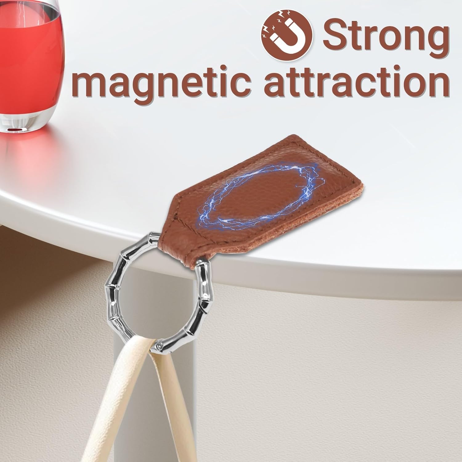 Magnetic Purse Hanger Brown Purse Magnet Heavy Duty Magnet Keychain Handbag Holder For Table Purse Magnet - Image 4