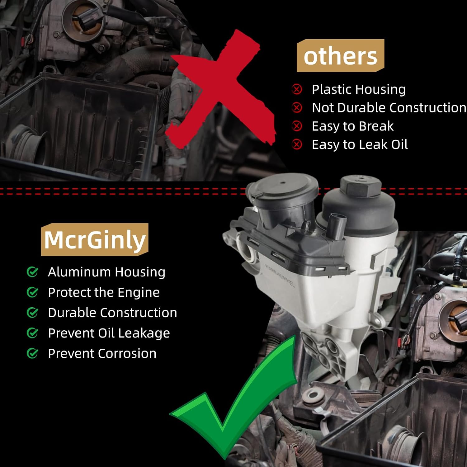 31338685 Oil Filter Housing Assembly with Gasket Filter Element Compatible with Volvo V40 S60 C30 C70 XC60 2.5T