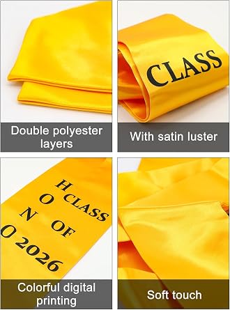 GraduatePro Printed Valedictorian, Salutatorian & Honor Graduation Stole Class of 2026 for Adults 72 Inches 2 Colors