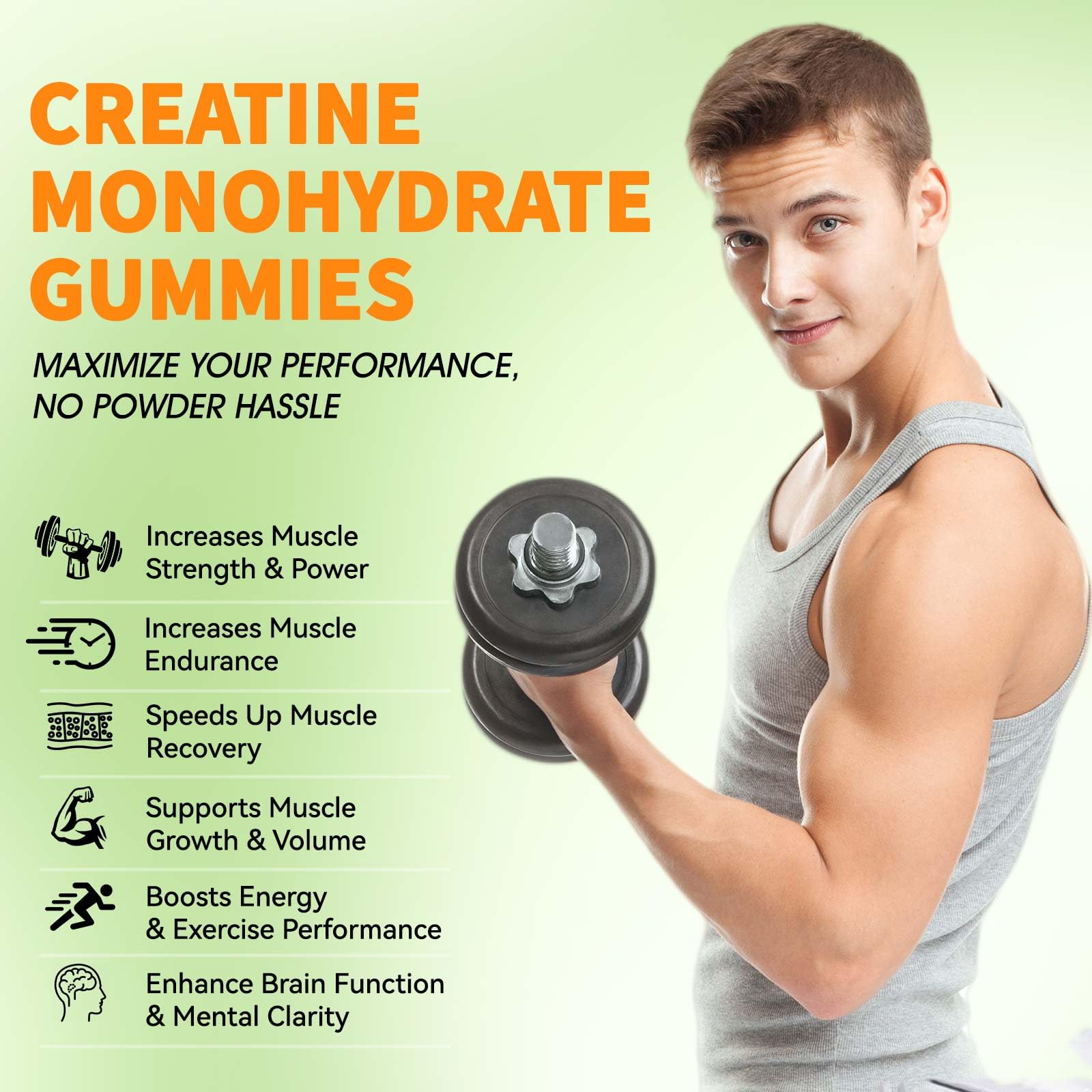 Creatine Monohydrate Gummies for Men & Women, 4.5g Creatine Monohydrate per Serving – Easy Daily Creatine Supplement for Workout & Fitness Support, Vegan, Lemon Flavor, 90 Gummies — Amazon image 3