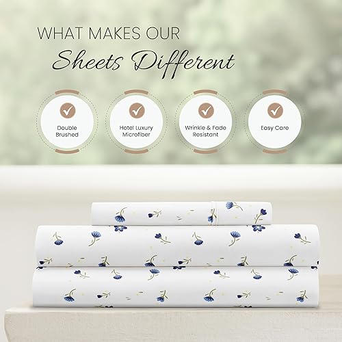 Miniatura 4 de Linen Market Juego de Sábanas Twin de Microfibra con Patrón de Doble Cepillado de 3 Piezas Certificado Oeko-TEX Ultra Suave y Sin Arrugas - Sábanas