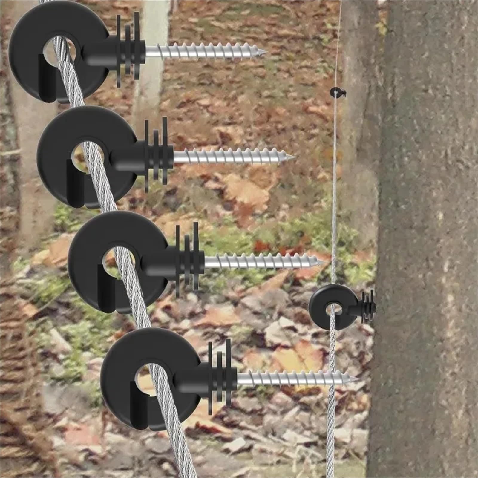 50 pezzi di isolatori for recinzioni elettriche a traliccio for giardino domestico for collegamenti cavi resistenti e sicuri, isolatore nero in acciaio al carbonio per Corde, Fili e Trefoli