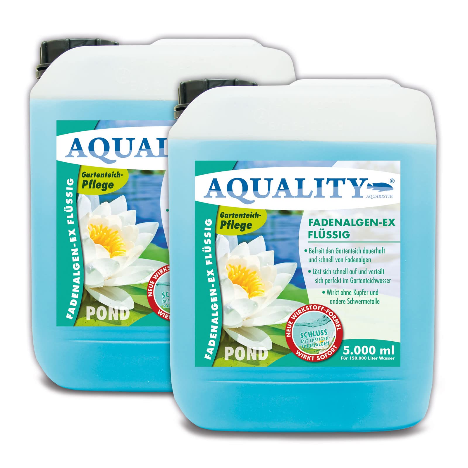 AQUALITY Gartenteich Fadenalgen-EX Flüssig (Flüssiger Fadenalgenvernichter, Algenmittel, Algenentferner. Löst Sich schnell im Teich auf), Inhalt:10 Liter
