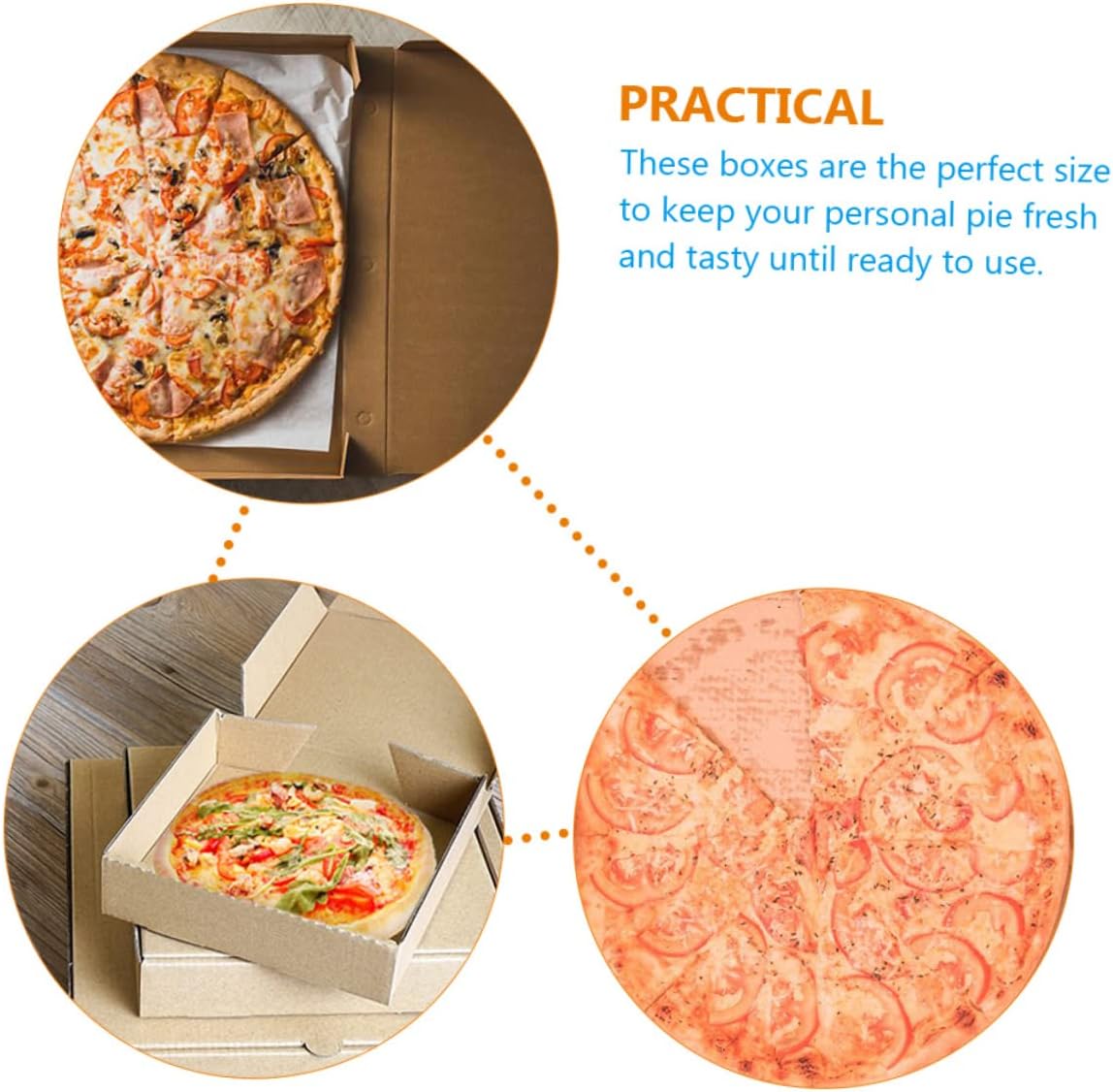 COLLBATH 15pcs Kraft Pizza Boxes Corrugated Pizza Wrapping Cases Takeaway Container Paper Trays Serving Box