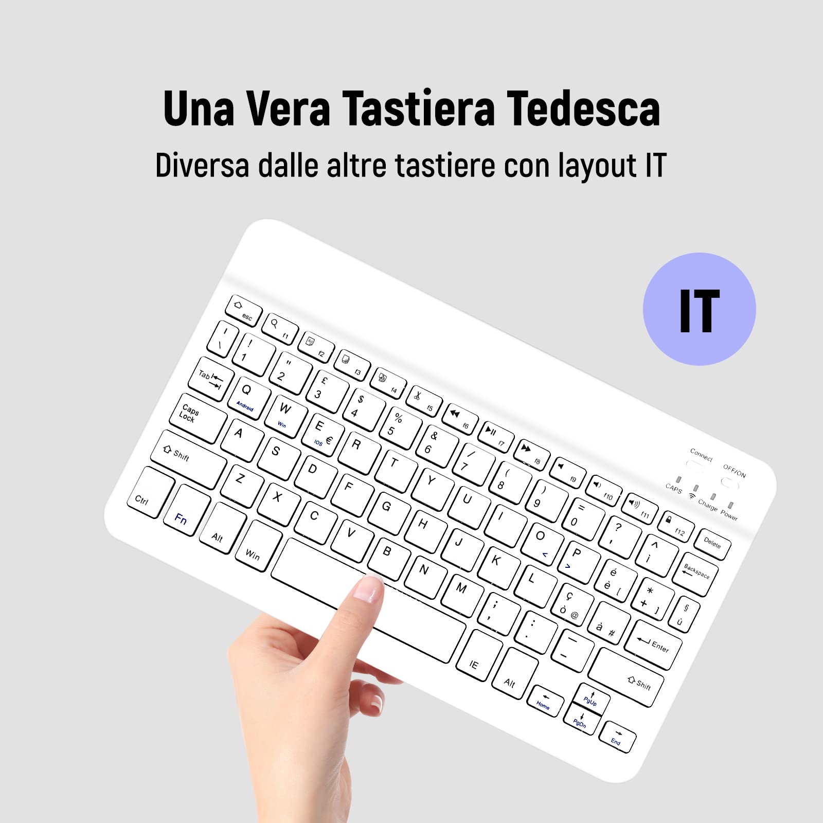 Lielax Custodia con Tastiera per iPad 10.2 2021/2020/2019(9a, 8a e 7a Gen)/iPad Air 3 /iPad Pro 10,5, Italiano QWERTY Rimovibile Bluetooth Tastiera, Custodia con Supporto Pencil per ipad 10,2-Porpora
