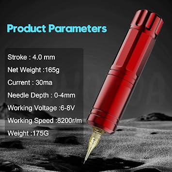 Tattoo Kit Rotary Tattoo Pen Complete Tattoo Machine Kit for Beginners, 6 Pcs Tattoo Cartridge Needles, Ink Color Set for Tattoo Supplies, Tattoo Gun Practice Set for Learner, CTG002 Red
