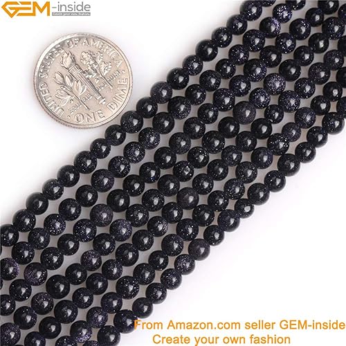 Miniatura 494 de GEM-Inside - Cuentas sueltas de piedra de lava negra natural de 0.315 in para hacer joyas, 15 pulgadas Cordierita de grado A