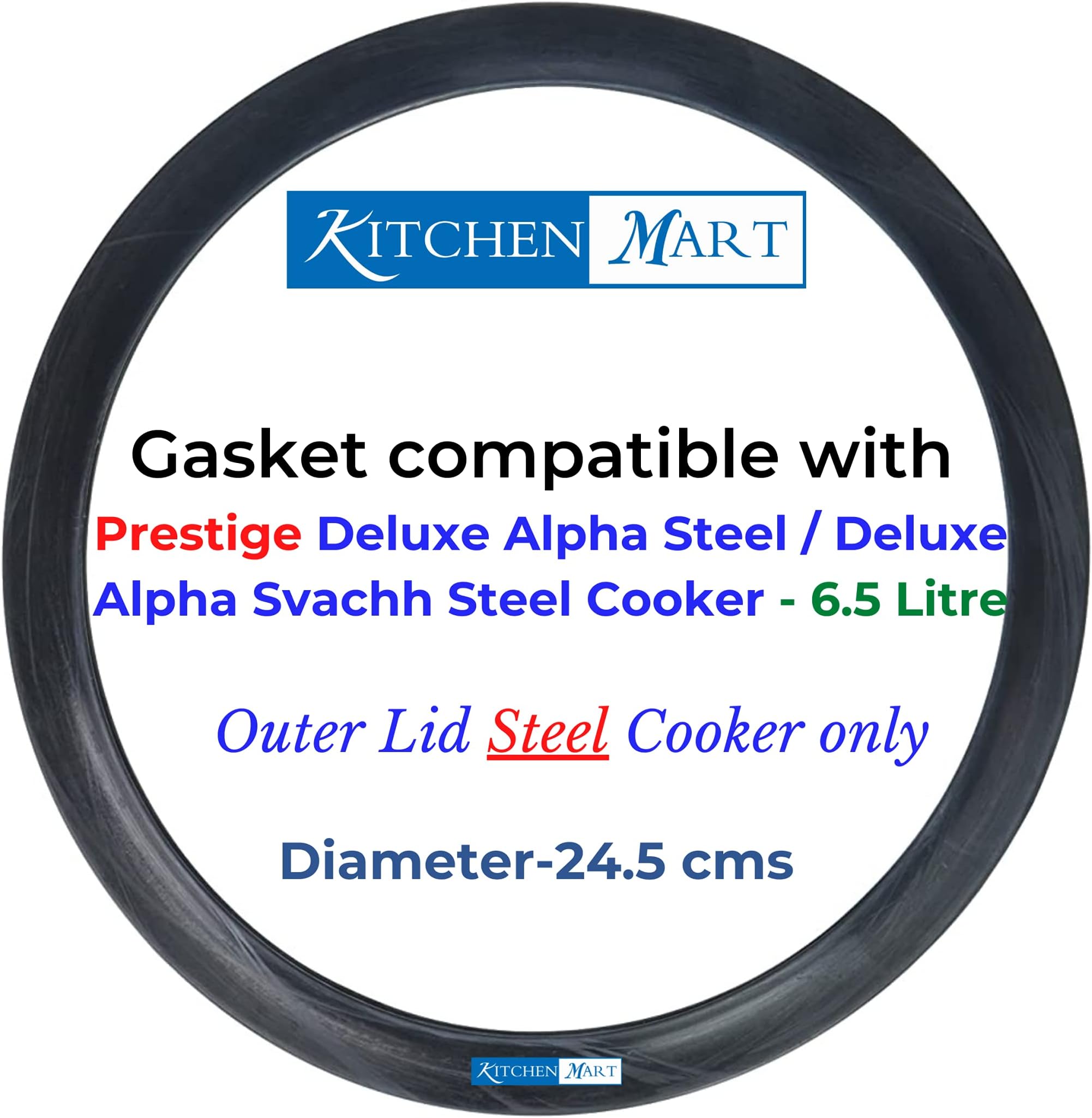 Kitchen Mart Gasket compatible with Prestige Deluxe Alpha/Deluxe Alpha Svachh Steel Pressure cooker (6.5 Litres)