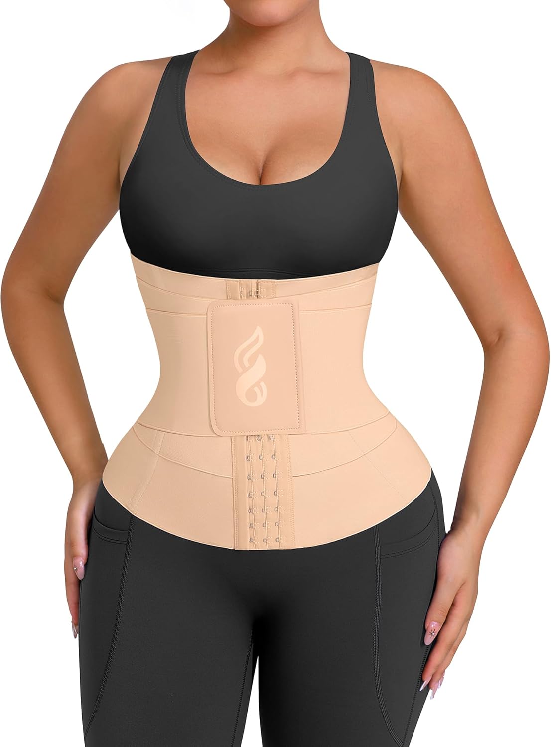 FeelinGirl Waist Trainer for Women Waist Trimmer Ab Belt Tummy Control with Triple Segmented Belt Hourglass Body Shaper