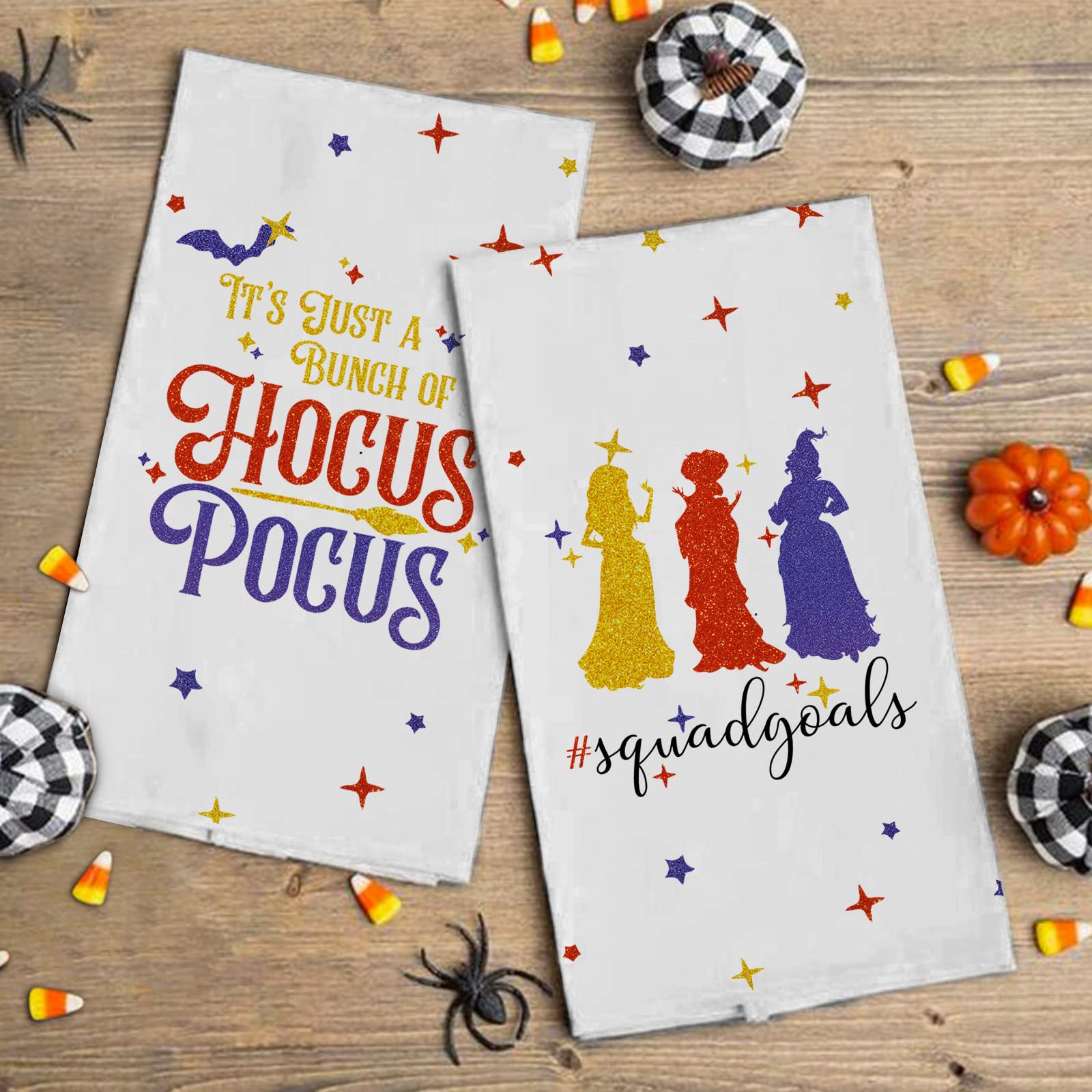 Jiudungs Halloween-Küchentücher, 2er-Set – Hocus Pocus Sanderson Sisters, 45,7x66 Cm