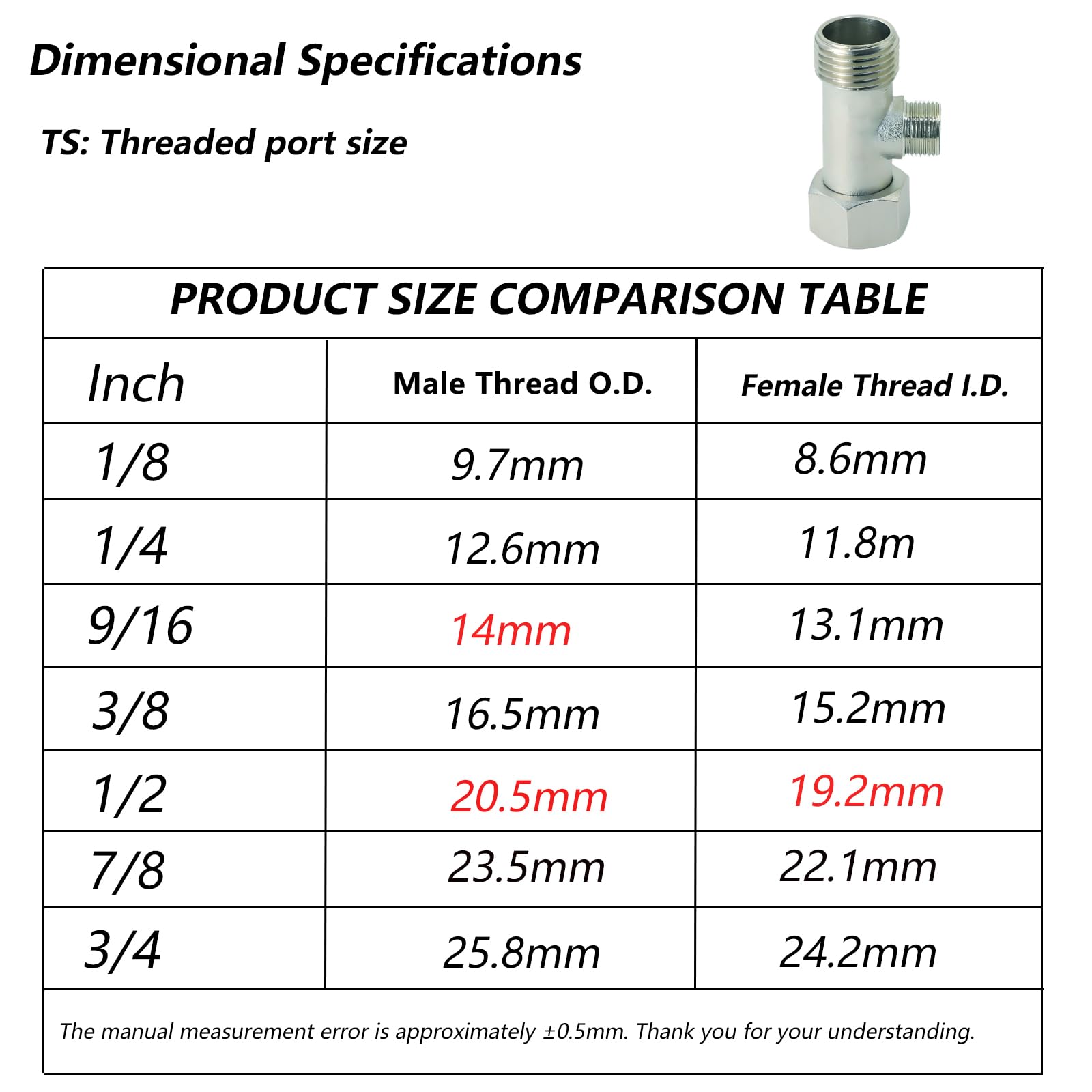 Brass 3-Way Tee Adapter - Plumbing Supplies -2