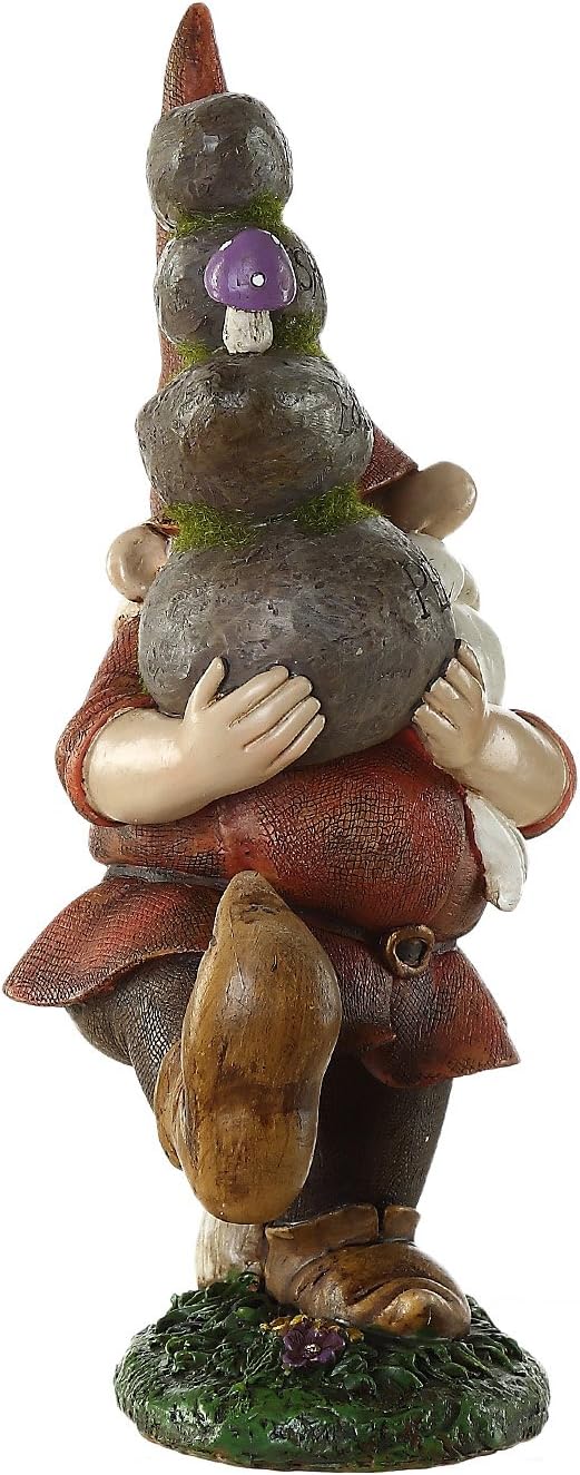 Ivy Home Gnome Statue Outdoor Decor Statue for Garden Decorative, Gnome Carried Stones