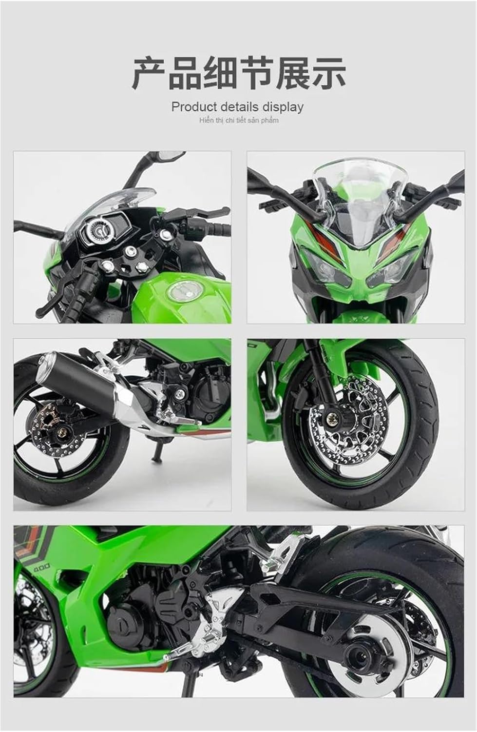 Collection 1/12 Motorcycle Model Diecasts Portable Racing Finger Motobike Simulation Collection Toys for for Ninja 400(Green)