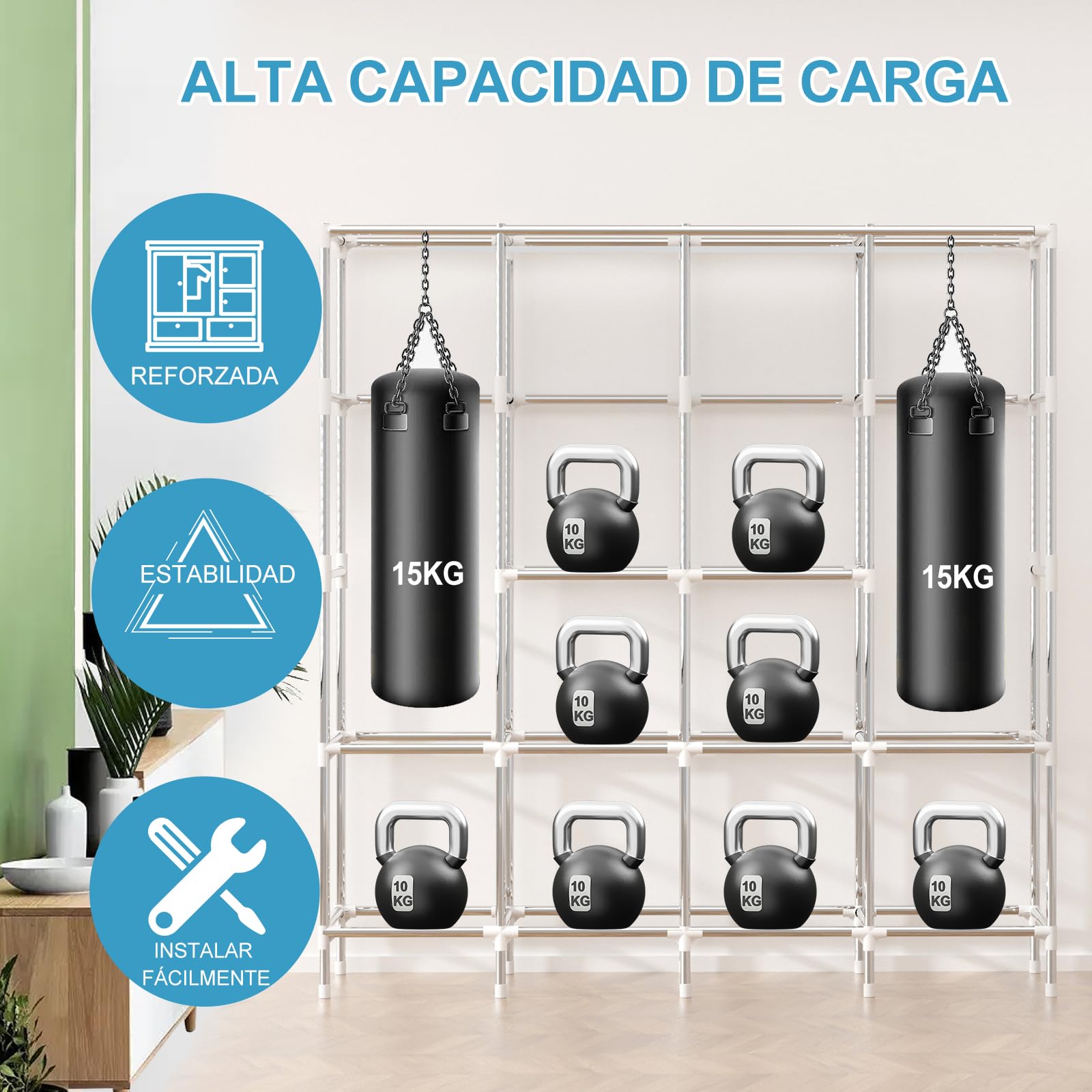 Mihoho Armario portátil de 170 cm para Colgar Ropa, Organizador de Ropa de Metal, Armario Independiente con Funda de Tela Oxford Negra, 165 cm x 170 cm x 45 cm (Gris, Extra Grande)
