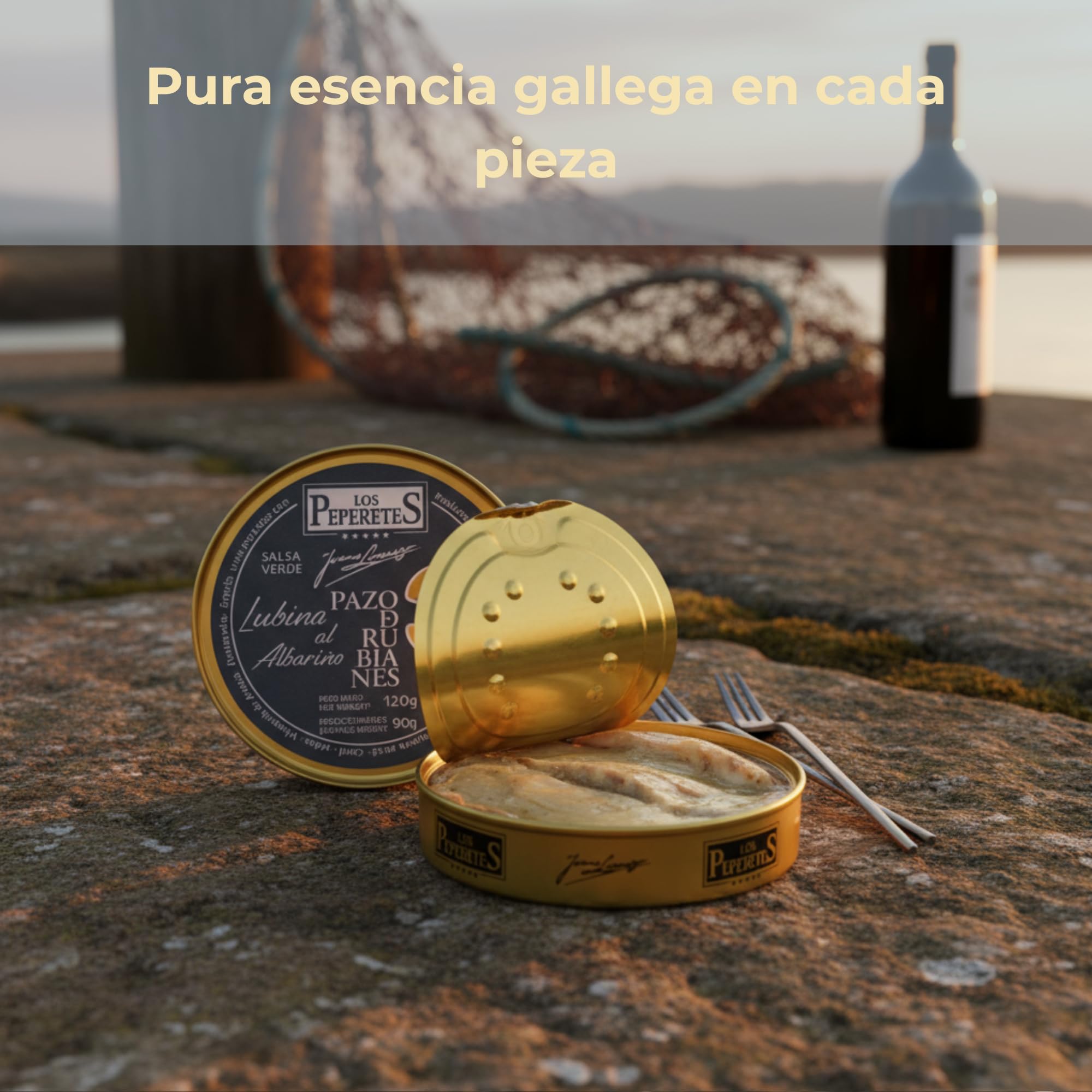 LOS PEPERETES x3 Lata Lubina en Aceite de Oliva 120 g | Pescado Blanco Gourmet del Atlántico | Conserva Artesanal Gallega con Aceite de Oliva Virgen Extra | Producto Natural y Saludable