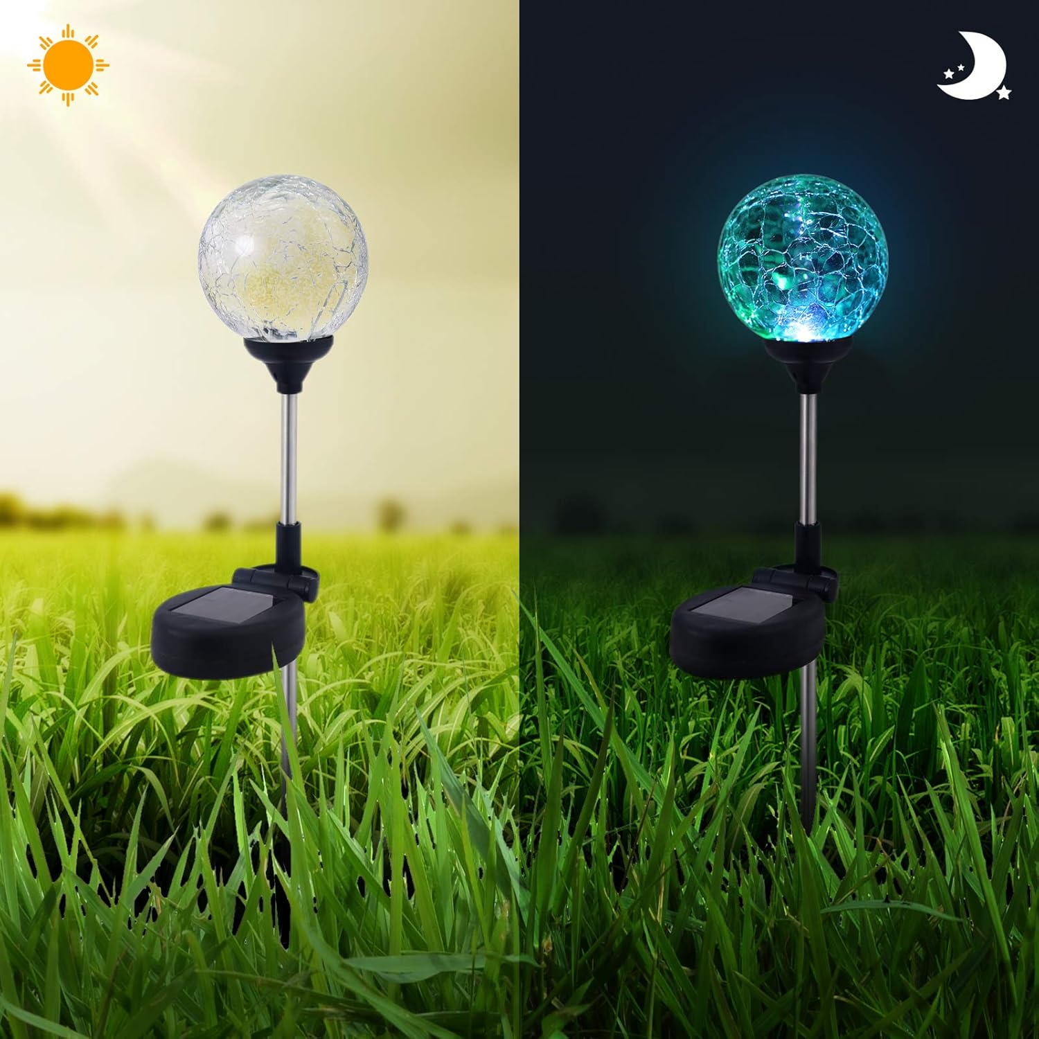 6 Pack Decorative Solar Powered Outdoor Garden Stake Glass Ball Lights for Yard,Color Changing Solar Lawn Globe Lights Waterproof Decor for Christmas Decoration Gift for Mom Wife Friend - Image 4