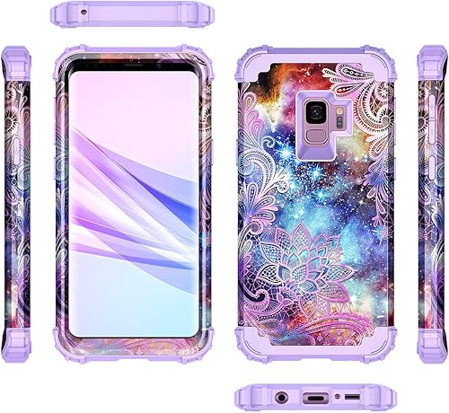Miniatura 2 de Casetego Funda para Galaxy S9, resistente a prueba de golpes de 3 capas de policarbonato duro + silicona suave, resistente antideslizante, fundas