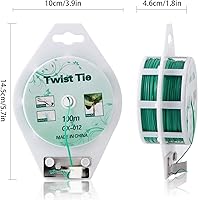 Vista 4 de 2 carretes de 328 pies (100 m) de bridas giratorias verdes con revestimiento para plantas de jardín con cortador para jardinería y organización